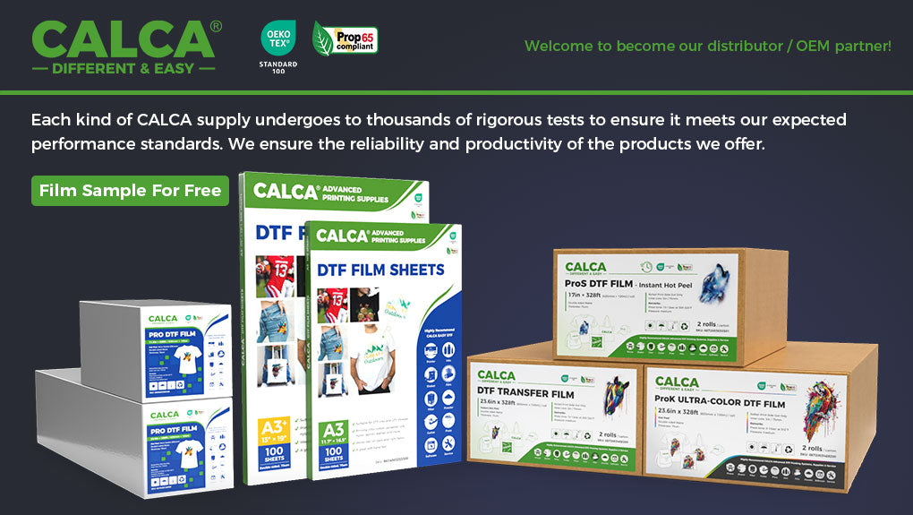 CALCA 11.8in x 32.8ft/30cm x 10m DTF Rainbow Film Roll Cold Peel DTF Transfer Films for T-shirt Heat Press Printing Wholesale