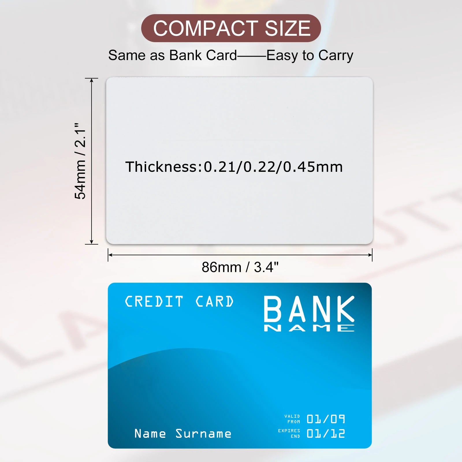 Sublimation Metal Business Cards – Blank Aluminium Printable Name Cards | White & Silver