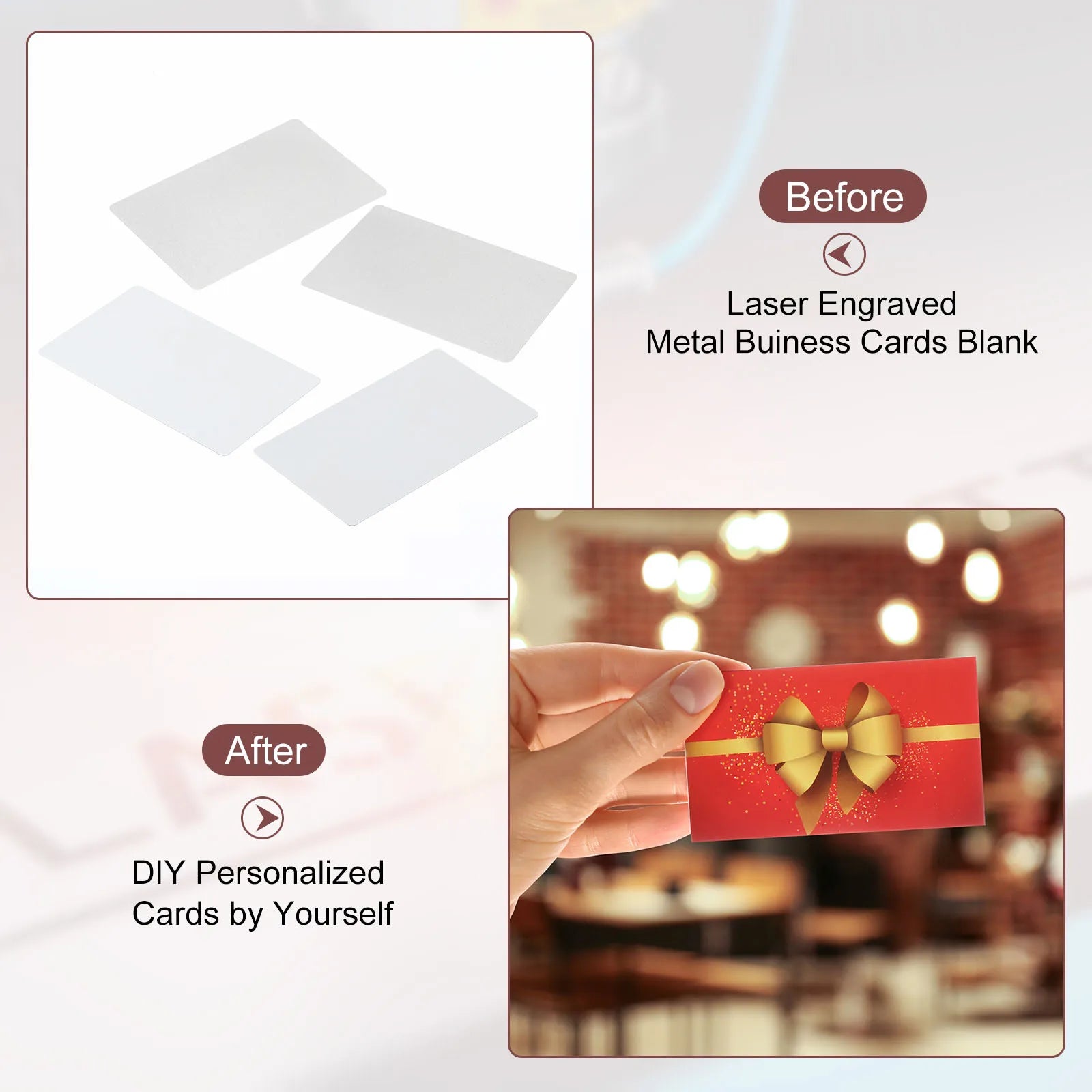 Sublimation Metal Business Cards – Blank Aluminium Printable Name Cards | White & Silver