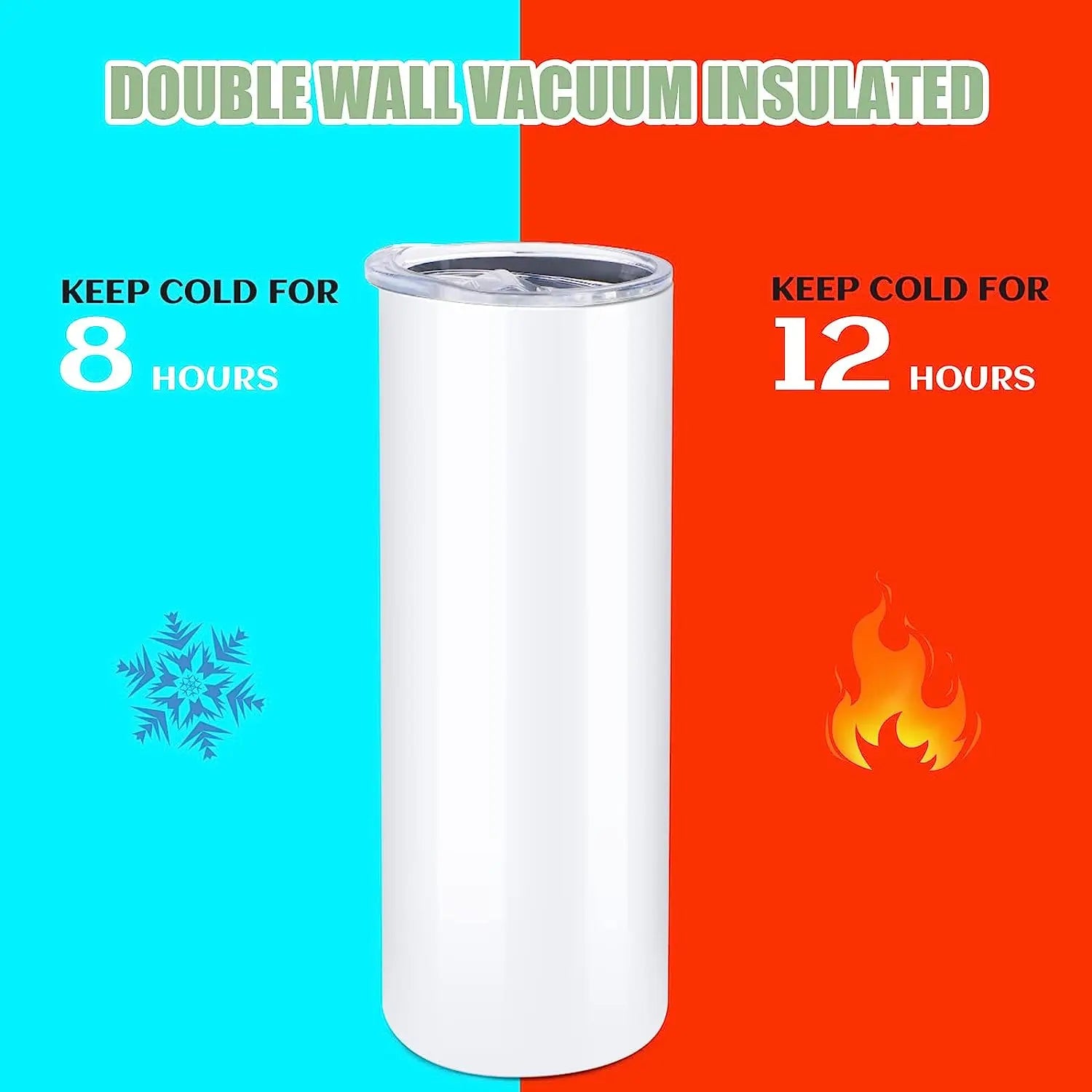 HTVRONT 20oz Sublimation Tumblers Bulk – Skinny Stainless Steel Insulated Cups | 24/48 Pack