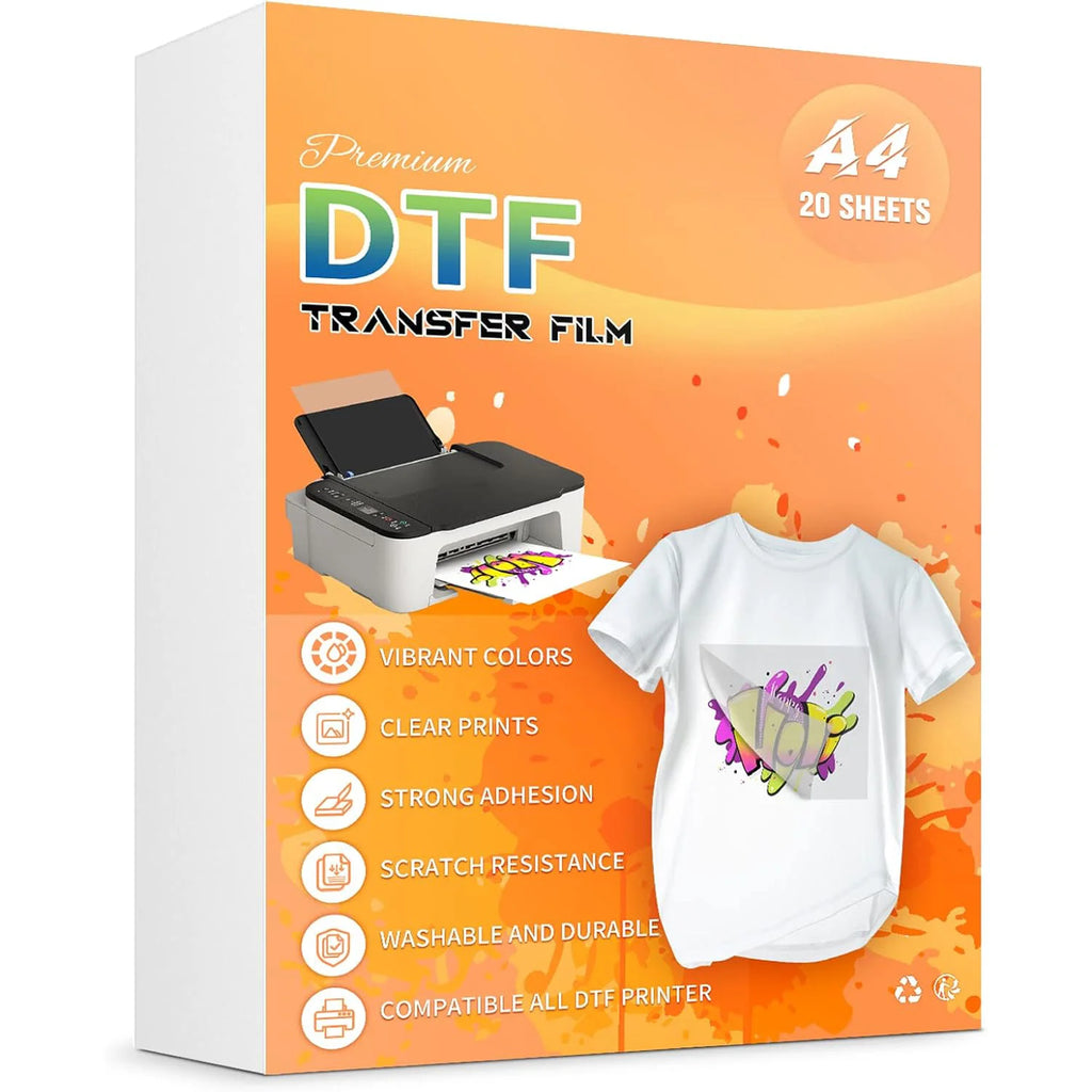 DTF Transfer Film Sheets, Matte Clear Heat Press Film, A4 (8.5" x 11"), 20 Sheets for T-Shirts & Textile Printing