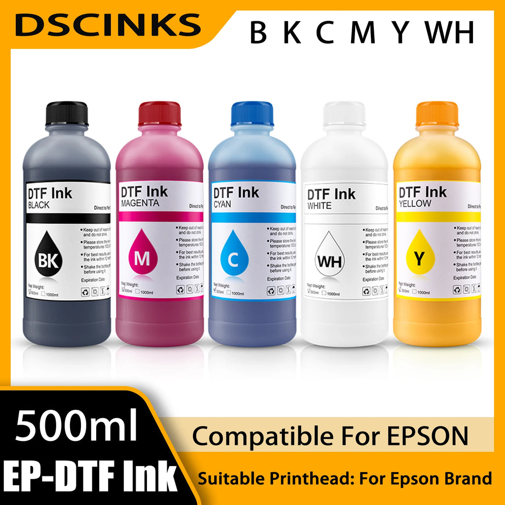 EP-DTF Ink 500ML 1000ML Direct to Transfer Film Ink For Epson Print head i3200 XP600 TX800 L1800 1390 L805 All DTF Ink Printing