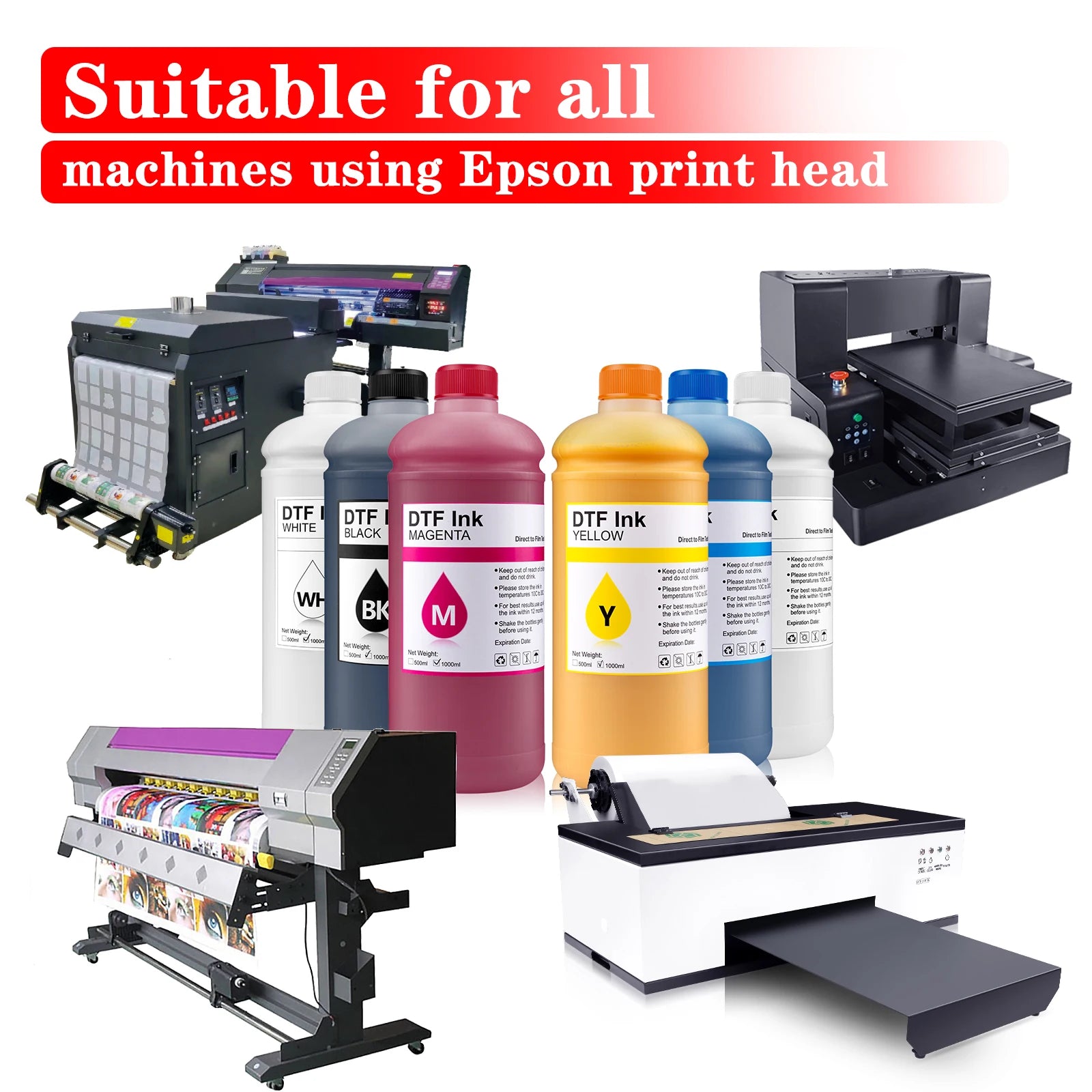 EP-DTF Ink 500ML 1000ML Direct to Transfer Film Ink For Epson Print head i3200 XP600 TX800 L1800 1390 L805 All DTF Ink Printing