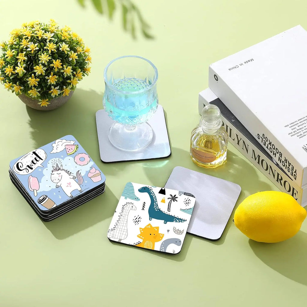 Sublimation Cup Coasters 50-Pack – Square & Round Rubber Mats for Heat Press & DIY Crafts