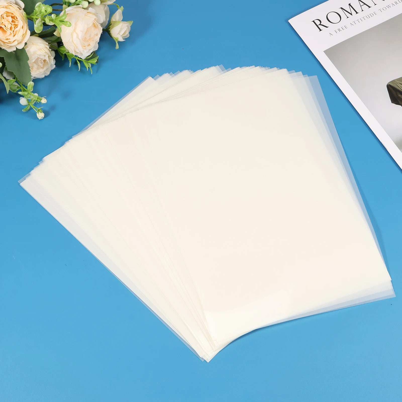 100Pcs DTF Transfer Film A4 Size PET Transfer Paper Printable PET Film Sheets Clear Transfer Sheets Transfer Paper Printer DTF