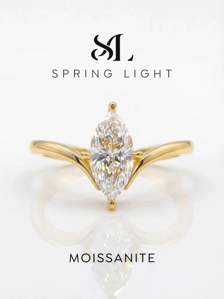 1CT Classical Certified Marquise Moissanite Diamond Ring For Women 925 Sterling Silver High Quality Wedding Jewelry