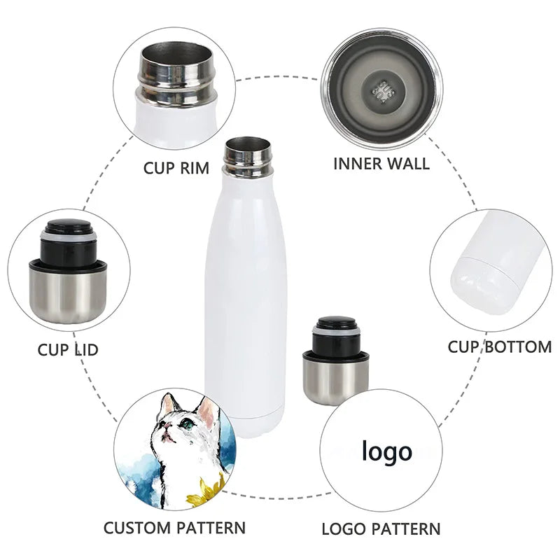 500ml Sublimation Tumbler – Stainless Steel Double Wall Vacuum Flask | DIY Blank