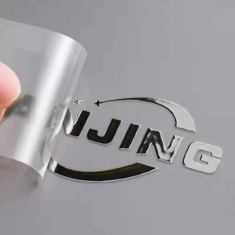 50 PCS Custom Silver DTF Transfer Sticker Custom Color Transfer 3D Sticker DTF UV Decal Brand Company Logo Vinyl