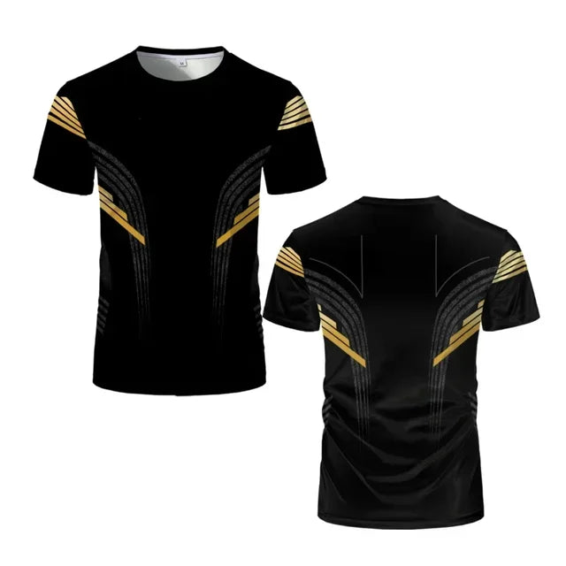 New Men's Wrestling Competition T-shirt, Fan-shaped Round Neck 3D Printed, Men's and Women's Outdoor Short Sleeved Sports Top