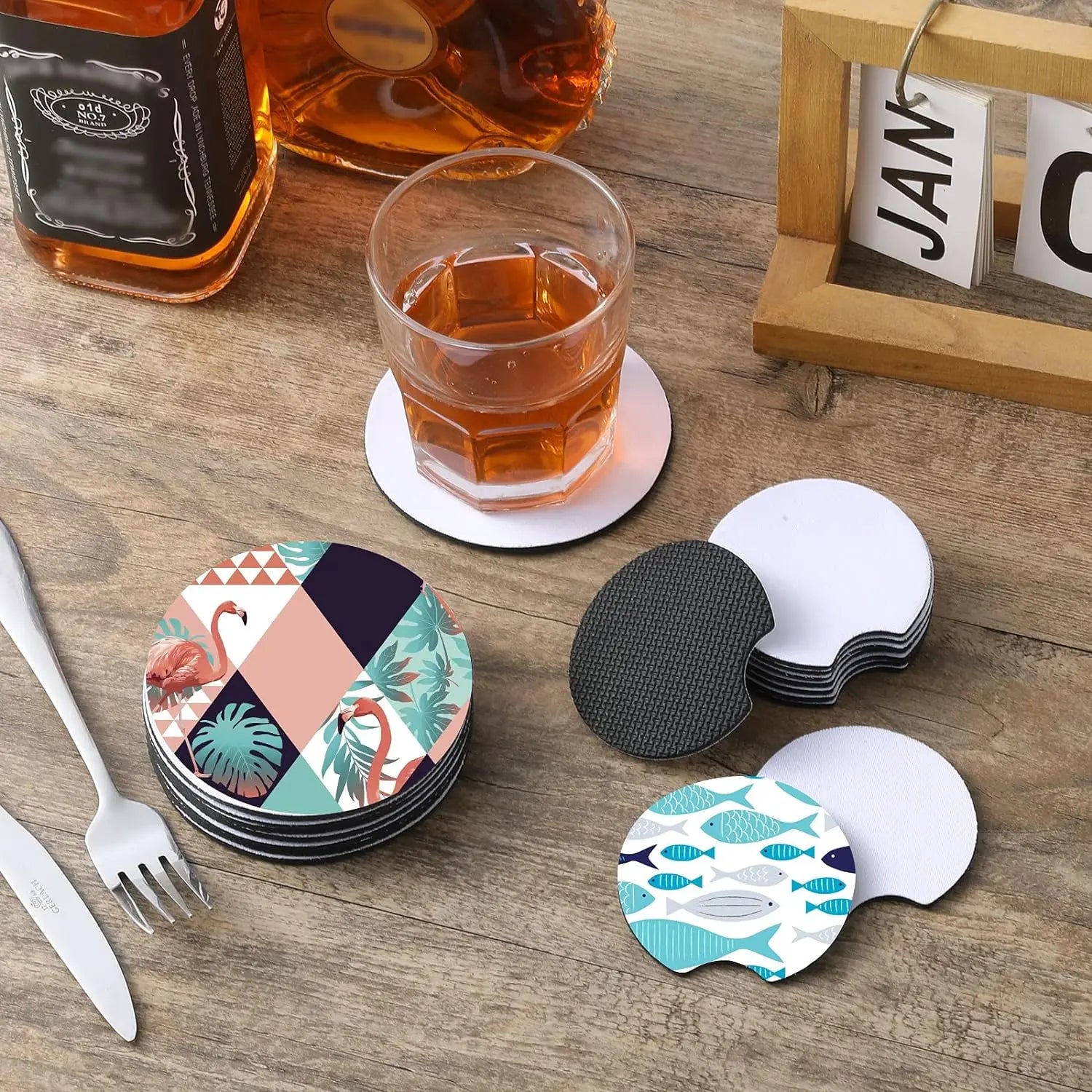 Sublimation Cup Coasters 50-Pack – Square & Round Rubber Mats for Heat Press & DIY Crafts