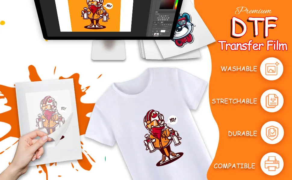 DTF Transfer Film Sheets, Matte Clear Heat Press Film, A4 (8.5" x 11"), 20 Sheets for T-Shirts & Textile Printing