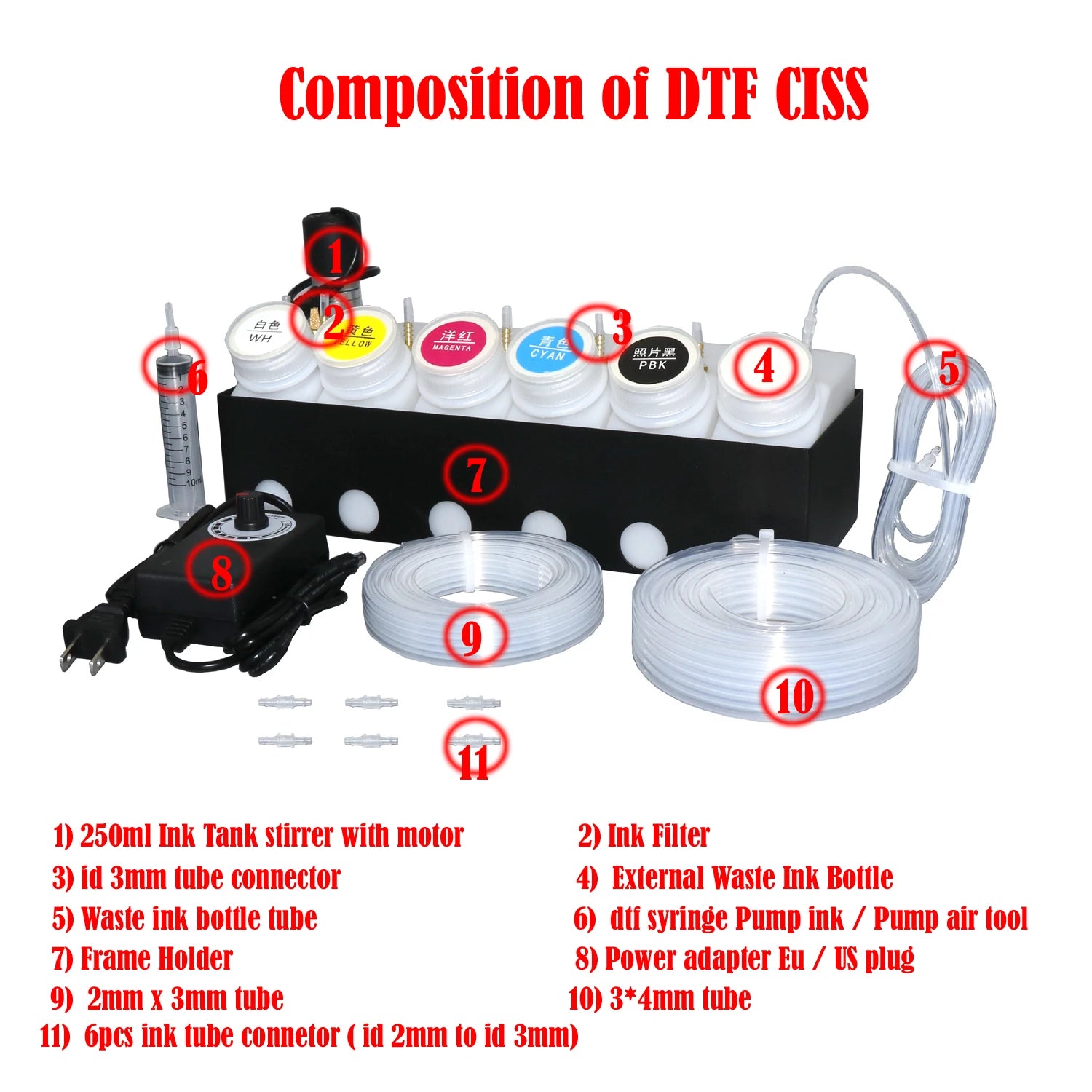 L1800 Dtf Ink System Circulation Complete L800 L801 L805 L810 L850 Ciss with Motor Dtf Printer Continuous Ink Supply System