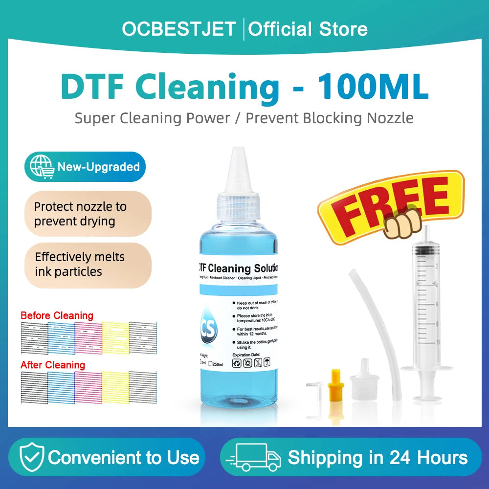 DTF Power Cleaner DTF Cleaning Solution Liquid For Direct to Film Printer Printhead Tube Maintenance XP600 TX800 i3200 1390 L800