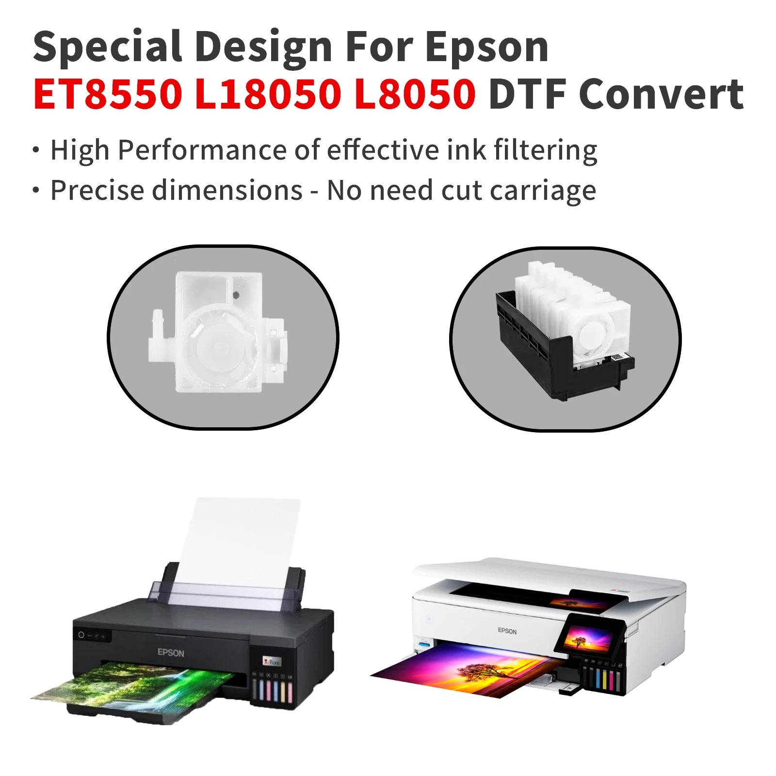 DTF Ink Dampers with Printhead Adaptor Manifold For Epson L18050 L8050 ET8550 ET8500 L8180 L8160 DTF Convet Modify Customized