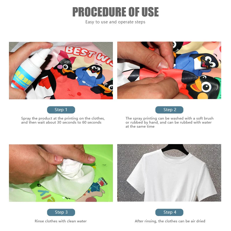 DTF Remover Direct To Film Printing Cleaning Liquid Pattern Remove Solution Adhesive Powder Remover Liquid Vinyl Glue Remover