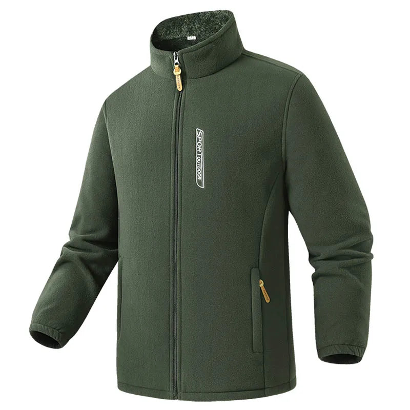 2026 New Style Men's Polar Fleece Jacket Coat Autumn Winter Thicken Windproof Stand-up Collar Cardigan Sweatshirts Men Clothing