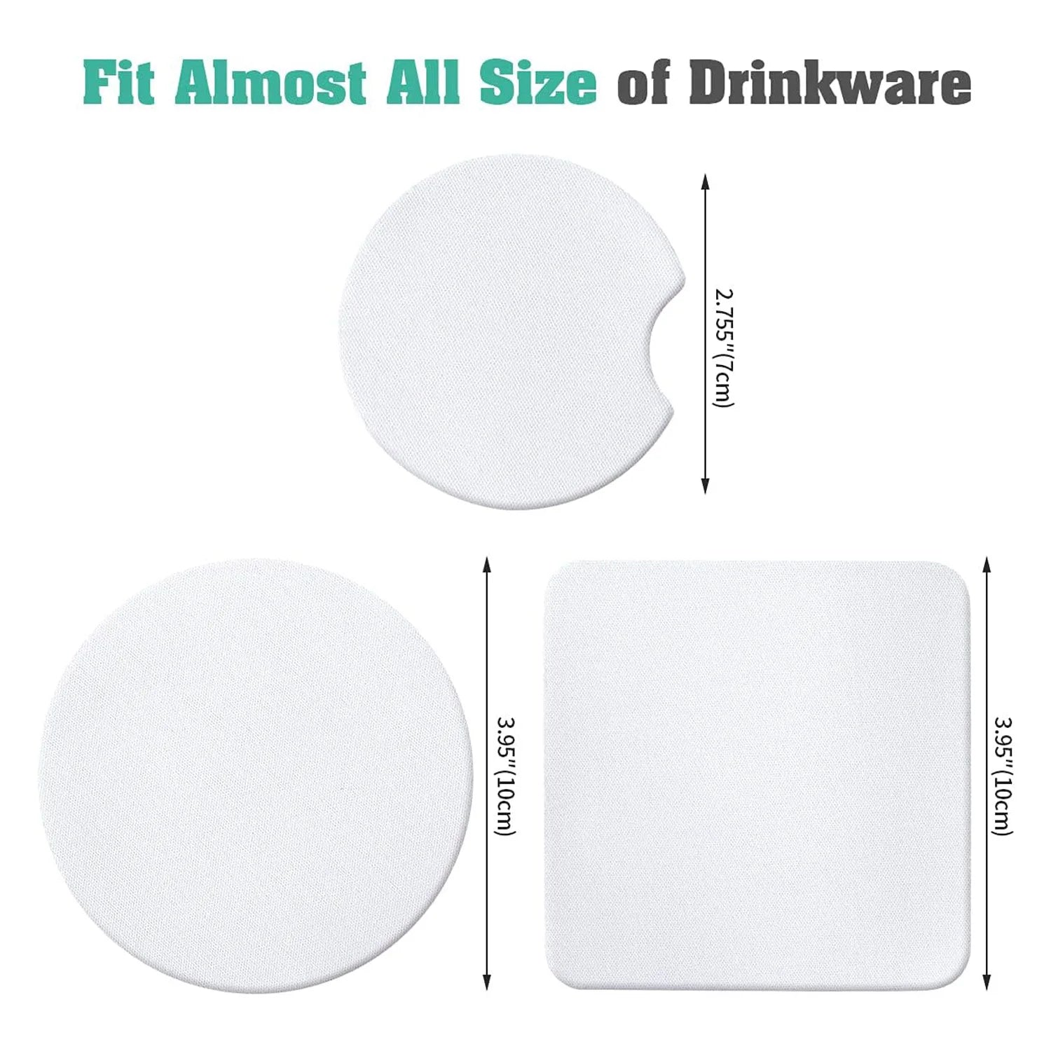 Sublimation Cup Coasters 50-Pack – Square & Round Rubber Mats for Heat Press & DIY Crafts