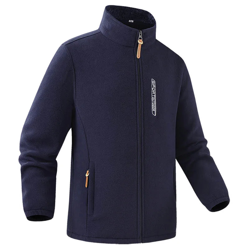 2026 New Style Men's Polar Fleece Jacket Coat Autumn Winter Thicken Windproof Stand-up Collar Cardigan Sweatshirts Men Clothing