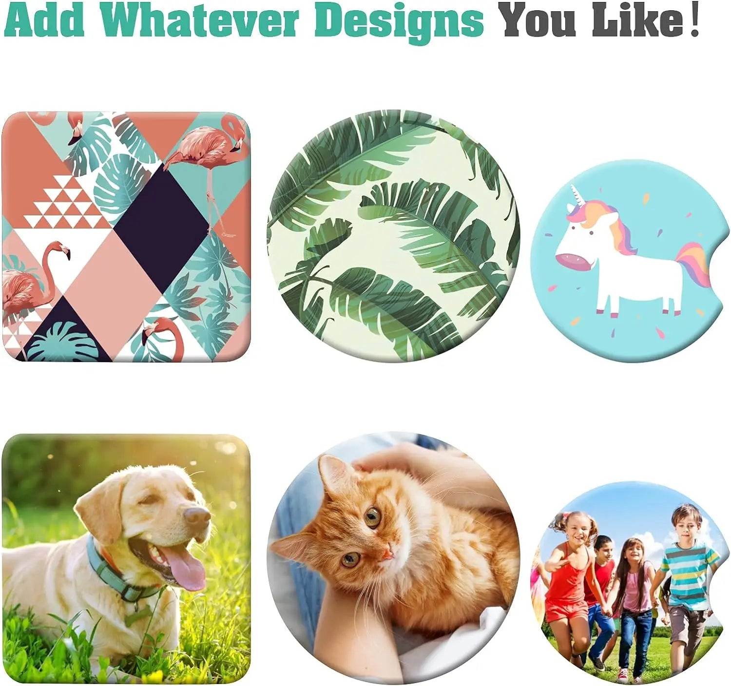 Sublimation Cup Coasters 50-Pack – Square & Round Rubber Mats for Heat Press & DIY Crafts