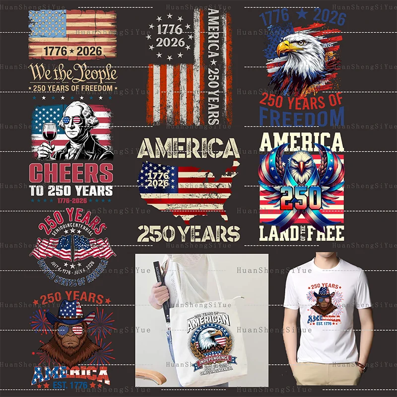 DTF US 250th Anniversary Sticker New Men's And Women's T-shirt Hoodie Patches Waterproof And Easy To Transfer