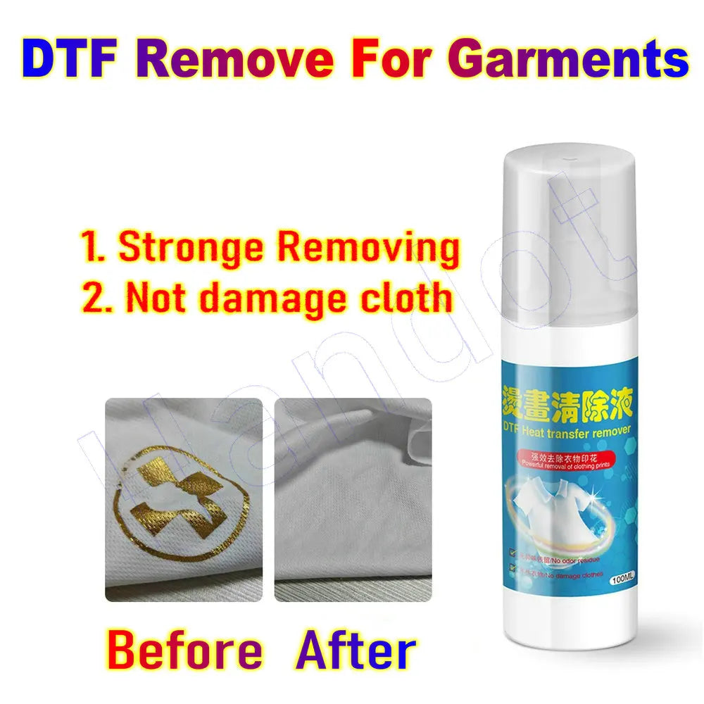 Dtf Remover Dtf Remove Clothing for Garments Dtf Ink Textile Vinyl Glue Remover Solution Cleaner Printer Printing Clean Liquid