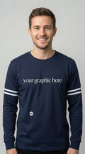 Custom Dark Blue Long Sleeve T-Shirt - Your Graphic Here