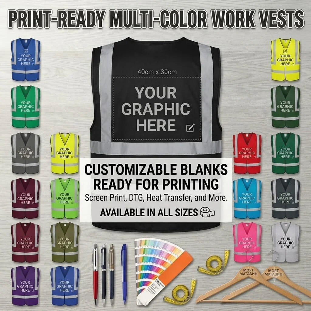 Custom Hi-Vis Work Vest - Your Graphic Here - All Colours